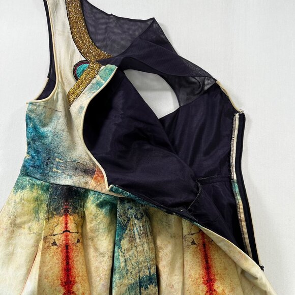 Anthropologie Bhanuni by Jyoti Villette Dress Beaded Watercolor Size 2 - Picture 6 of 11